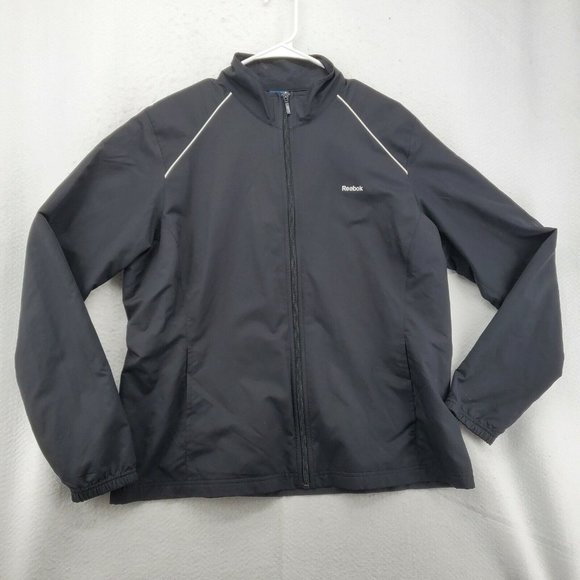 REEBOK Windbreaker Women's Warm Up Track Jacket Full-Zip Black Size XL - Picture 3 of 12
